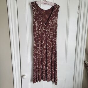 Y2K Brown Floral Midi Dress